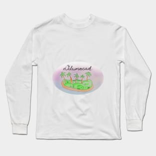 Dilumacad watercolor Island travel, beach, sea and palm trees. Holidays and vacation, summer and relaxation Long Sleeve T-Shirt